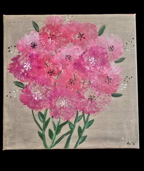 Bouquet de fleurs roses (30x30 cm)